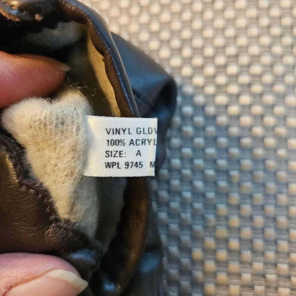 Women's Vintage Brown Non- Leather Gloves Fancy Size A Small Thin Fingers